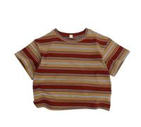 Generisch Vêtements pour enfants Unisexe Garçons et Filles Rayé Décontracté Haut T-shirt Generisch Vêtements Enfants Vêtements, Brique rouge., 12-18 mois