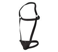 Generisch Vêtements sexuels pour homme avec col suspendu, anneau en fer, sous-vêtements, string sexy vide pour homme laqué, Noir , M