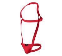 Generisch Vêtements sexuels pour homme avec col suspendu, anneau en fer, sous-vêtements, string sexy vide pour homme laqué, rouge, XL