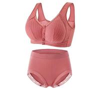 Generisch Vêtements sexy pour femmes Ensemble de sous-vêtements confortables et sexy pour femme taille moyenne avec bouton avant, confortable, sans anneau en acier, boxers garçons petits, marron, 42