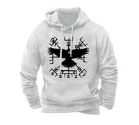 Generisch Viking Sweat à capuche pour homme Viking Moyen-Âge Mythologie nordique Sweat à capuche Guerrier Tatouage Sweat à capuche Viking Marteau de Thor Y2K Streetwear, S3 blanc, XXL