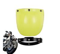 Generisch Visière de casque de moto, verre de casque coupe-vent, lentille à bulles, visière ouverte pour les voyages longue distance, la nuit, le temps pluvieux, les trajets urbains, Feuille jaune