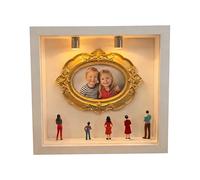 Generisch Vitrine de souvenirs | Cadre miniature plaqué or et vitrine de figurines | Kit d'exposition pour présentation de figurines miniatures | Pour mariage, Saint-Valentin, anniversaire, fête