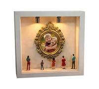 Generisch Vitrine de souvenirs | Comprend un cadre miniature doré et des figurines comme souvenir | Vitrine de présentation pour photos de famille, pour femmes, hommes, pères et mères