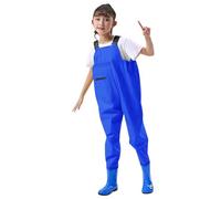 Generisch Waders pour enfants - Cuissardes de pêche pour tout-petits - Imperméables - Pour la chasse et la pêche - Avec bottes, bleu, 9-10 ans