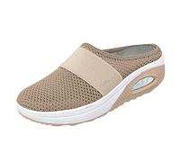 Generisch Walking Slip-On Air Cushion Chaussures orthopédiques décontractées pour femme Support extérieur Confort Marche avec Arch Knit Chaussures de loisirs pour femme, kaki, 39 EU