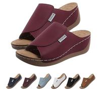 Generisch Warmsday Claquettes confortables pour la voûte plantaire - Couleur unie - Respirantes - Sandales d'été - Sandales à enfiler pour femme, rouge bordeaux, 38 EU