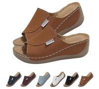 Generisch Warmsday Claquettes confortables pour la voûte plantaire - Couleur unie - Respirantes - Sandales d'été - Sandales à enfiler pour femme, marron clair, 38 EU