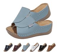 Generisch Warmsday Claquettes confortables pour la voûte plantaire - Couleur unie - Respirantes - Sandales d'été - Sandales à enfiler pour femme, bleu clair, 37 EU