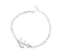 Generisch Watch Fit Bracelet initial, bracelet en acier plaqué argent, bracelet en acier fin, disque délicat, bracelet nominatif pour femmes et filles, pince à bijoux, taille unique, Acier titane, Pas