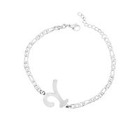 Generisch Watch Fit Bracelet initial, bracelet en acier plaqué argent, bracelet en acier fin, disque délicat, bracelet nominatif pour femmes et filles, pince à bijoux, taille unique, Acier titane, Pas