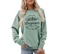 Generisch Waymaker Sweat-shirt chrétien pour femme - Pull à manches longues avec citation du verset de la Bible | T-shirt spirituel pour femme, Style_f04 Vert, S