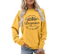 Generisch Waymaker Sweat-shirt chrétien pour femme - Pull à manches longues avec citation du verset de la Bible | T-shirt spirituel pour femme, Style_f10 Jaune, S