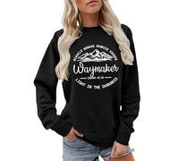 Generisch Waymaker Sweat-shirt chrétien pour femme - Pull à manches longues avec citation du verset de la Bible | T-shirt spirituel pour femme, Stil_f02 Noir, L