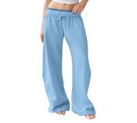 Generisch Weite Hose Damen Lang, Sporthose Damen Baumwolle Elastischer Taille Jogginghose Fitness Freizeithose Loose Fit Yogahose Einfarbig Trainingshose Übergrößen Damenhose Laufen Schlupfhose, Blau