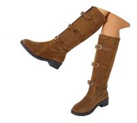 Generisch Weitschaft - Bottes de cowboy pour femme - Élégantes - Talon large - Coupe large - Bottes d'hiver épaisses - Doublure haute - Bottines d'équitation pour le quotidien et les festivals, O