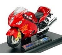 Generisch Welly Modèle de moto compatible avec Suzuki GSX 1300R Hayabusa Rouge 1:18 1/18 Métal Modèle de moto en métal