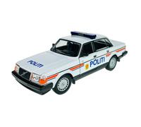 Generisch Welly Modèle de voiture compatible avec Volvo 240 GL 240GL Police Norvégienne Blanc env. 1/24 1:24 Modèle de voiture en métal dans une boîte