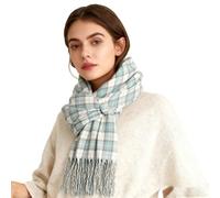 Generisch Werder Écharpe à carreaux pour homme - Pour l'hiver - Idéale comme cache-cou pour les trajets et les jours froids - Avec pompons - Virucide à la main, bleu clair, taille unique