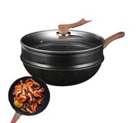 Generisch Woks & Poêles pour rôtir anti-adhésif | 32 cm de profondeur antiadhésif woks avec couvercle - Accessoires de cuisine pour rôtir, cuire à la vapeur, braiser, cuisiner pour restaurant et
