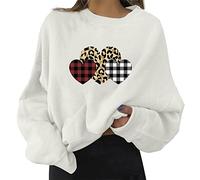 Generisch Wolf Pull Femme Pull Décontracté Court Col Rond Manches Longues Chemise Imprimée Pull Top Femme Long Polaire Pull à Capuche Pull à Manches Courtes Femme Tricot, Blanc., XXL