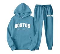 Generisch Y2K Ensemble de jogging pour femme - Élégant - Lettres imprimées - Sweat à capuche et pantalon de jogging - Unisexe - Baggy - Confortable - Extensible, bleu ciel, L