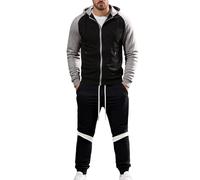 Generisch Y2K Survêtement baggy pour homme - En coton - Survêtement - Pull à capuche avec fermeture éclair - Imperméable - Pantalon de sport - Survêtement de course surdimensionné - Pour la gym, le