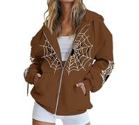 Generisch Y2K Sweat à capuche zippé pour femme, sweat-shirt pour femme, veste d'automne unie, veste demi-saison avec capuche et poches, t-shirt à manches longues léger et fin, sweat à capuche pour