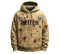 Generisch Y2K Sweat-shirt à capuche pour homme avec capuche Motif éclaboussures de sang Style vintage Motif tête de mort Imprimé tête de mort Streetwear Horreur Festival Haut avec poches, C Kaki., XXL