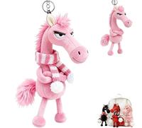 Generisch Year of The Horse Lucky Mascot, Nouvel An Good Luck Gift 2026, Porte-clé en peluche gardienne en forme de cheval porte-bonheur pour sac à dos, symbole de courage de force (rose)
