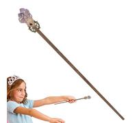 Generisch Zauberer - Baguette en bois de cristal - Baguette en bois naturel - 33 à 36 cm - Baguette de sorcière en cristal - Pierre précieuse magique - Professeur Wan - Accessoire photo à