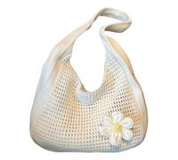 Generisches Blumenhäkchen Umhängetasche lässig Cotton Crochet String Bag Bohemian Summer Beach Bag für Frauen Sommer Beach Bag, Abricot, 340.00x290.00x100.00mm