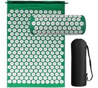 Generise Tapis d'acupression et oreiller pour homme et femme - Soulagement des douleurs dorsales, cervicales et musculaires - Comprend un sac de voyage avec sangle réglable (vert avec pointes