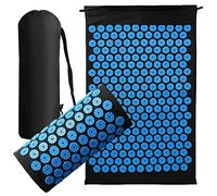 Generise Tapis d'acupression et oreiller pour homme et femme - Soulagement des douleurs dorsales, cervicales et musculaires - Comprend un sac de voyage avec sangle réglable (noir avec pointes bleues)