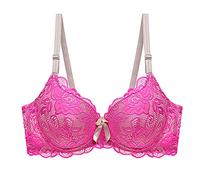 Générlque Soutien-Gorge Soutien-Gorge à Armatures en Dentelle for Femme Bonnet Push-up rembourré Plongeant 34 36 38 40 42 44 ABC(Pink,90B)