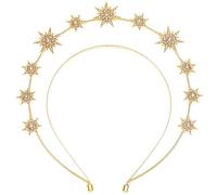Generse Serre-tête auréole, couronne d'étoiles avec strass, accessoire de mariage pour femmes et filles (doré)
