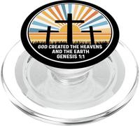 Genèse 1:1 1 1 - Dieu Jésus Croix Chrétienne Ciel Terre PopSockets PopGrip pour MagSafe