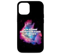 Genesis 1 in The Beginning God Created - Galaxy Nebula Faith Coque pour iPhone 12/12 Pro