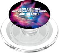 Genesis 1 in The Beginning God Created - Galaxy Nebula Faith PopSockets PopGrip pour MagSafe