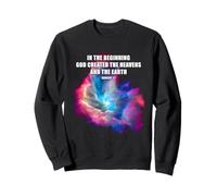 Genesis 1 in The Beginning God Created - Galaxy Nebula Faith Sweatshirt