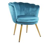Genesis Flora Fauteuil d'appoint avec dossier pétale et pieds en métal finition chromée dorée (bleu sarcelle)