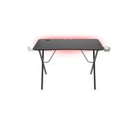 GENESIS Holm 200 RGB Noir : Bureau Gaming Droit 1130x600x750mm, Plateau MDF Noir, Cadre Acier Noir, USB 3.2 Gen 1, Rétroéclairage LED RGB, Charge 55kg