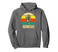 Genesis Microphone rétro avec nom Musical Amusant années 80 Sweat à Capuche, Unisexe pour Adultes, Asphalte, M