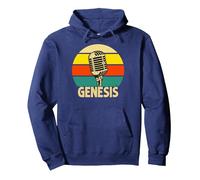 Genesis Microphone rétro avec nom Musical Amusant années 80 Sweat à Capuche, Unisexe pour Adultes, Bleu Marine, XL