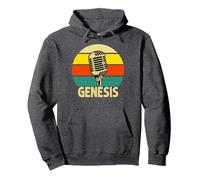 Genesis Microphone rétro avec nom Musical Amusant années 80 Sweat à Capuche, Unisexe pour Adultes, Chiné Foncé, S