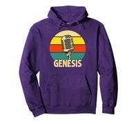 Genesis Microphone rétro avec nom Musical Amusant années 80 Sweat à Capuche, Unisexe pour Adultes, Violet, L