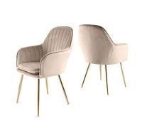 Genesis Muse Chaise en tissu de velours Lot de 2 pieds tubulaires en métal avec finition chrome doré (Taupe)