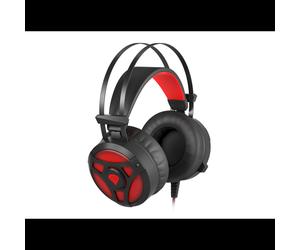 GENESIS Neon 360 Casque Gaming Filaire Circum-aural Noir/Rouge, HP 20-20000Hz, Impédance 32 Ohm, Micro Boom -48dB, Rétroéclairage Rouge, Câble 2.3m, Windows