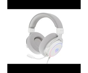 GENESIS Neon 764 Casque Gaming Filaire USB Type-A Circum-Aural Blanc, Son Surround Virtuel 7.1, HP 50mm, Micro Boom, Rétroéclairage Multicolore, Câble 2.2m