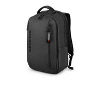 Genesis Pallad Sac à dos pour ordinateur portable de 14,1 à 17,3", compartiment pour ordinateur portable, université, école, travail, étude, sac étanche et fermeture éclair, Noir, 31 x 18 x 46,5 cm